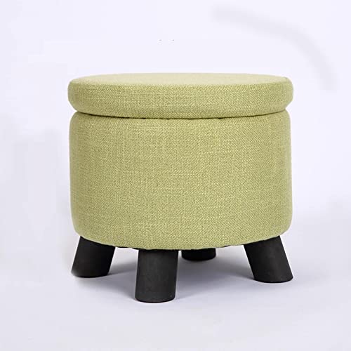 SLGGPJBU s Fußhocker mit Beinen, rund, Baumwolle und Leinen, Fußhocker für das Schlafzimmer, Fußhocker für Wohnzimmer, Seeblau, 33 x 23 cm von SLGGPJBU