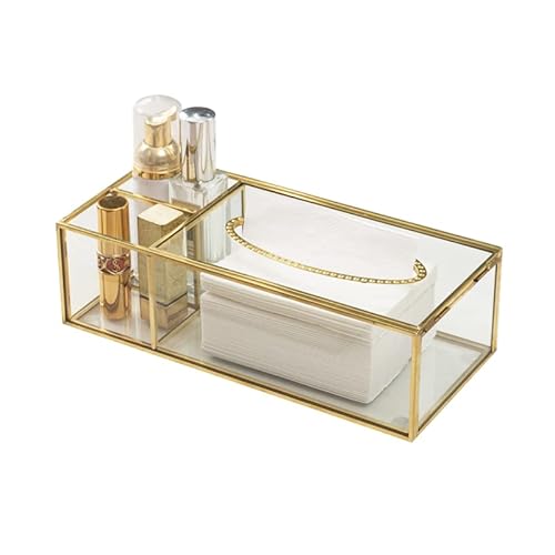 SLHEQING Kosmetiktücherboxen Glas Tücherbox Beauty Organizer Pinselhalter, Wohnzimmer Couchtisch Papiertaschentuchbox von SLHEQING