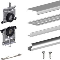 Schiebetürbeschlag SLID'UP 230, 180 cm, 19 mm, 2 Türen bis 70 kg, silber, für Schränke, Kleiderschränke, Wandschränke von SLID’UP BY MANTION