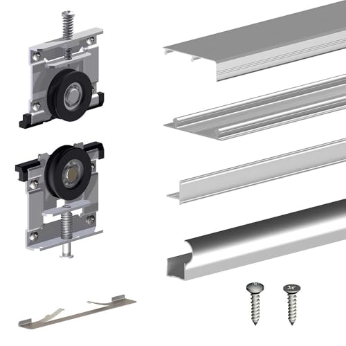 Schiebetürbeschlag SLID'UP 230, 180 cm, 19 mm, 2 Türen bis 70 kg, silber, für Schränke, Kleiderschränke, Wandschränke von SLID'UP