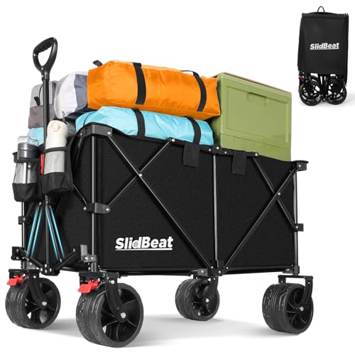 SLIDBEAT 220L 150KG Bollerwagen Faltbar, XXL Bollerwagen mit Getränkehalter Seitentasche Verstellbarem Griff, Klappbollerwagen mit All-Terrain-Rädern Für Camping Outdoor Garten Shopping SLIDBEAT 220L 150KG Bollerwagen Faltbar, XXL Bollerwagen mit Getränkehalter Seitentasche Verstellbarem Griff, Klappbollerwagen mit All-Terrain-Rädern Für Camping Outdoor Garten Shopping von SLIDBEAT