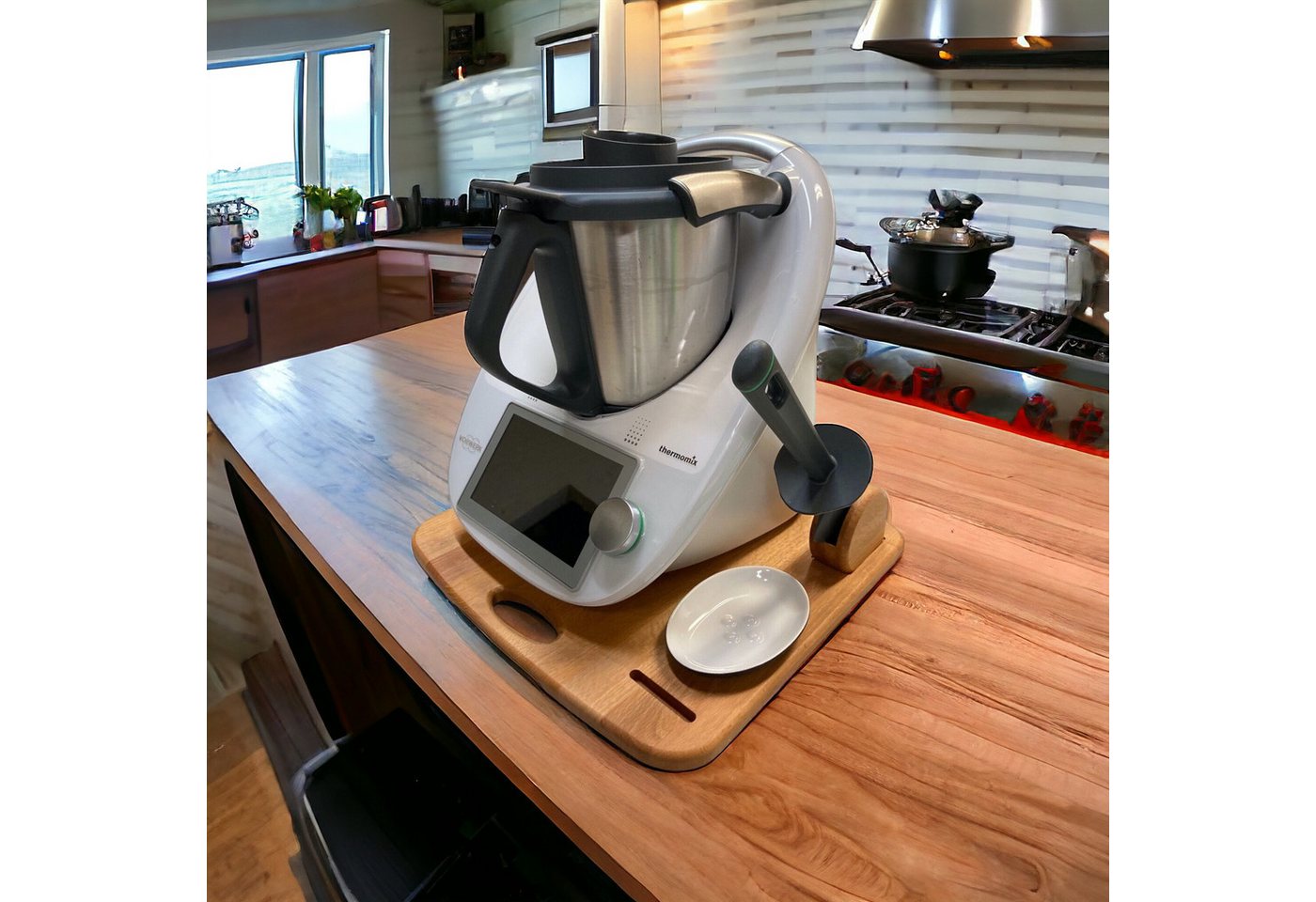 SLIDIX Küchenmaschinen Zubehör-Set Gleitbrett passend für den Thermomix® TM5 TM6 Buche Slider Gleiter, Zubehör für Thermomix TM5 und TM6 von SLIDIX
