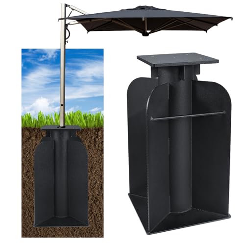 Offset Umbrella Base, Universal Metall Bodenplatte für Ampelschirme, Sonnenschirmständer für Sonnenschirm, Bodenhülse für Kurbelschirm, Sonnenschirm-Schirm-Ständer, zum Einbetonieren, 7.5 kg, Schwarz von SLIIMU