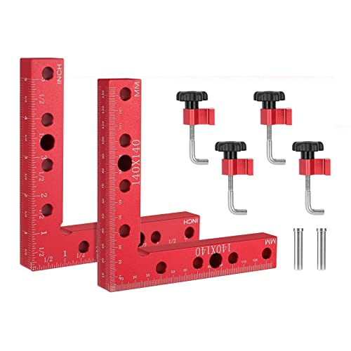 Präzisions 90 Grad Winkelspanner, 90 Grad Metall Winkel Spanner, Holzbearbeitung 90 Grad Winkelklemme, Carpenter 90 Grad Eckenspanner für Klemme Holz, Bilderrahmen, Möbel,14 X 14 cm, rot von SLIIMU