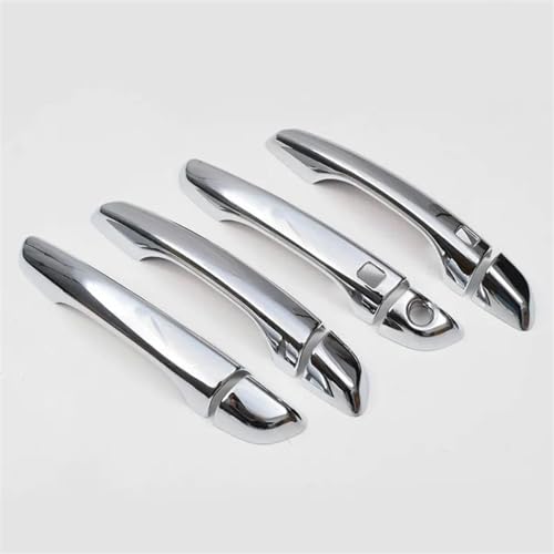 SLIMES Änderung Erscheinungsbildes des Fahrzeugs Chrom Auto Türgriff Schüssel Abdeckung Trim Aufkleber Styling Zubehör Für Hyundai Für Tucson 2015 2016 2017-2020 (Color : Handle 2 Buttons) von SLIMES