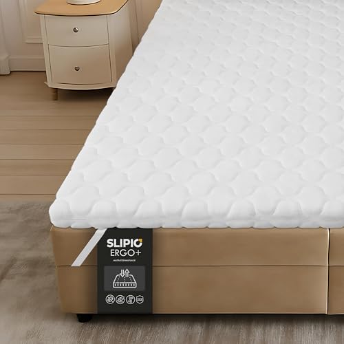 Matratzenauflage 160x190 cm Matratzentopper | Ergo+ optimale Körperanpassung | Bezug atmungsaktiv & Maschinenwaschbar | Hypoallergen Topper | Gesteppter Matratzenauflage | Hochwertiger Matratzentopper von SLIPIO