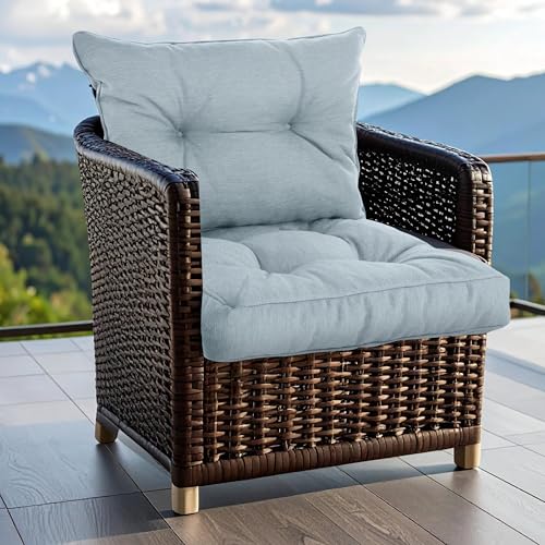 SLIPIO Lounge Kissen für Gartenmöbel | Sitzkissen 50x50 cm & Rückenkissen 50x40 cm Set für Rattan Möbel | Hoch FÜLLPRO+ Füllung UV-beständig | Outdoor Auflagen für Stuhl, Bank, Lounge | Himmelblau SLIPIO Lounge Kissen für Gartenmöbel | Sitzkissen 50x50 cm & Rückenkissen 50x40 cm Set für Rattan Möbel | Hoch FÜLLPRO+ Füllung UV-beständig | Outdoor Auflagen für Stuhl, Bank, Lounge | Himmelblau von SLIPIO