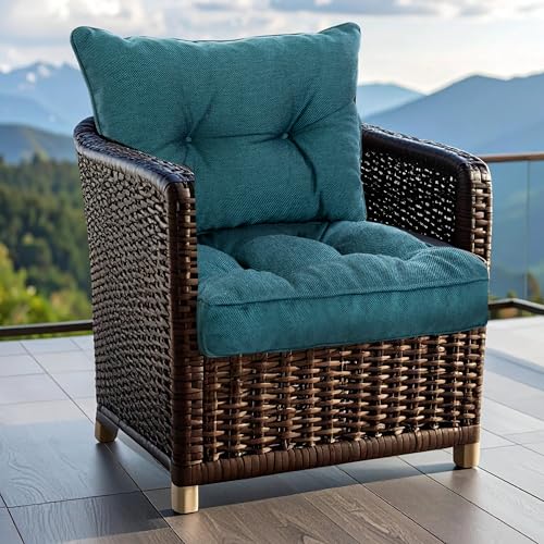 SLIPIO Outdoor Kissen für Gartenmöbel | Wetterfest Sitzkissen 60x60 cm & Rückenkissen 60x40 cm Polster Set für Gartenstühle | Hoch FÜLLPRO+ Füllung | Lounge Auflagen Stuhl, Gartenbank | Marineblau von SLIPIO
