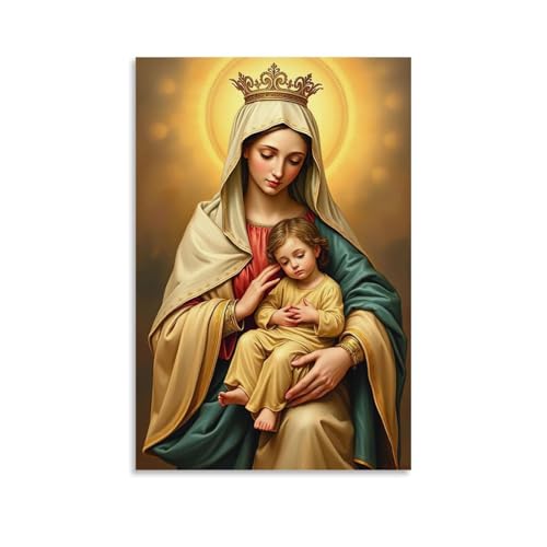 SLKJYX Religiöse Poster, Porträt der Madonna mit dem Kind, Wandkunst, dekoratives Gemälde, Wandbild, moderne Dekoration, hängendes Kunstposter, 20 x 30 cm von SLKJYX