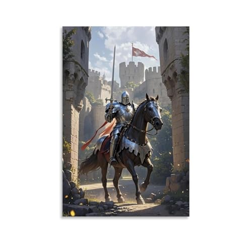 SLKJYX Ritter-Poster "A Medieval Knight in Full Armour Rides on Wall Art Mural Modern Decoration Hanging Art Poster 08x12inch(20x30cm) von SLKJYX
