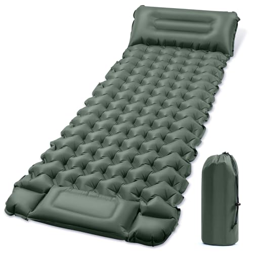 SLMIRACLE Einzelne tragbare aufblasbare Outdoor-Matratze, Camping-Isomatte für Camping, Rucksackreisen, Wandern, Zelt, faltbar, aufblasbar, wasserdicht, ultraleicht von SLMIRACLE