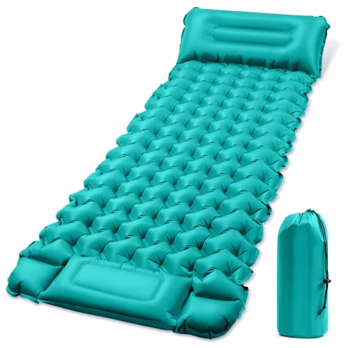 SLMIRACLE Einzelne tragbare aufblasbare Outdoor-Matratze, Camping-Isomatte für Camping, Rucksackreisen, Wandern, Zelt, faltbar, aufblasbar, wasserdicht, ultraleicht von SLMIRACLE