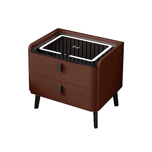 SLOKFV5 Bedside Table Intelligenter Nachttisch mit kabelloser Ladestation und 3-farbigen LED-Leuchten. Schlafzimmer-Beistelltisch mit 2 Schubladen. Moderner Nachttisch Nachtschrank von SLOKFV5