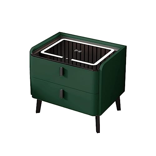 SLOKFV5 Bedside Table Intelligenter Nachttisch mit kabelloser Ladestation und 3-farbigen LED-Leuchten. Schlafzimmer-Beistelltisch mit 2 Schubladen. Moderner Nachttisch Nachtschrank von SLOKFV5