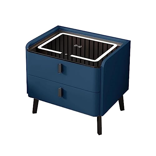 SLOKFV5 Bedside Table Intelligenter Nachttisch mit kabelloser Ladestation und 3-farbigen LED-Leuchten. Schlafzimmer-Beistelltisch mit 2 Schubladen. Moderner Nachttisch Nachtschrank von SLOKFV5
