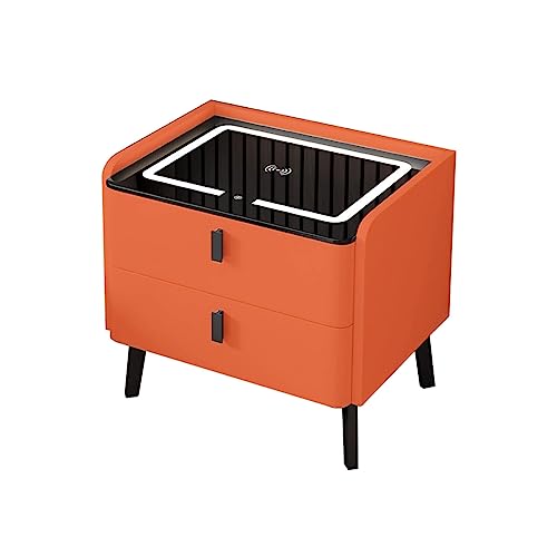 SLOKFV5 Bedside Table Intelligenter Nachttisch mit kabelloser Ladestation und 3-farbigen LED-Leuchten. Schlafzimmer-Beistelltisch mit 2 Schubladen. Moderner Nachttisch Nachtschrank von SLOKFV5