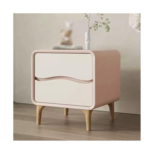 SLOKFV5 Bedside Table Massivholz Nachttisch mit 2 Schubladen Moderner Nachttisch mit Mikrofaserleder und Holzbeinen Creme -Stil -Lagerschrank für Schlafzimmer Kleiner Raum Nachtschrank von SLOKFV5