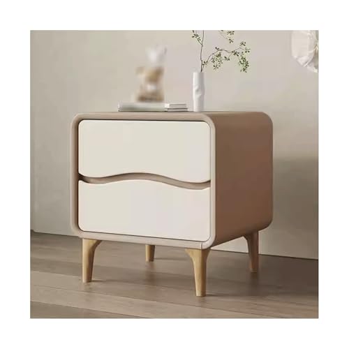 SLOKFV5 Bedside Table Massivholz Nachttisch mit 2 Schubladen Moderner Nachttisch mit Mikrofaserleder und Holzbeinen Creme -Stil -Lagerschrank für Schlafzimmer Kleiner Raum Nachtschrank von SLOKFV5