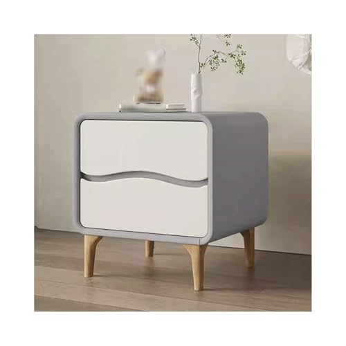 SLOKFV5 Bedside Table Massivholz Nachttisch mit 2 Schubladen Moderner Nachttisch mit Mikrofaserleder und Holzbeinen Creme -Stil -Lagerschrank für Schlafzimmer Kleiner Raum Nachtschrank von SLOKFV5