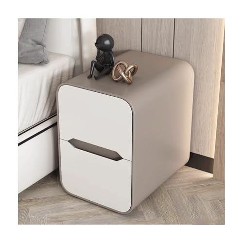 SLOKFV5 Bedside Table Massivholz schmaler Nachttisch Mikrofaser Leder Nachttisch mit 2 Schubladen moderner Bett Side Endtisch Minimalistische Aufbewahrungsschrank für Schlafzimmer Nachtschrank von SLOKFV5