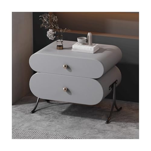 SLOKFV5 Bedside Table Moderner Nachttisch mit 2 Schubladen Massivholz Nachttisch mit Mikrofaser -Leder- und Metallbeinen am Ende Table minimalistische Schlafzimmerschrank Nachtschrank von SLOKFV5