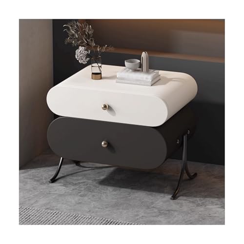 SLOKFV5 Bedside Table Moderner Nachttisch mit 2 Schubladen Massivholz Nachttisch mit Mikrofaser -Leder- und Metallbeinen am Ende Table minimalistische Schlafzimmerschrank Nachtschrank von SLOKFV5