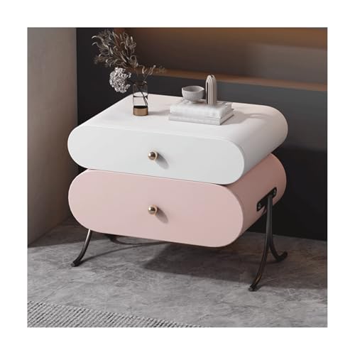 SLOKFV5 Bedside Table Moderner Nachttisch mit 2 Schubladen Massivholz Nachttisch mit Mikrofaser -Leder- und Metallbeinen am Ende Table minimalistische Schlafzimmerschrank Nachtschrank von SLOKFV5