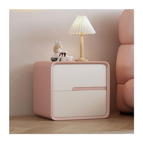 SLOKFV5 Bedside Table Moderner Nachttisch mit Mikrofaser-Lederummantelung, Holz-Nachttisch mit 2 Schubladen, minimalistischer Beistelltisch, cremefarbener Schlafzimmerschrank schmaler Nachtschrank von SLOKFV5