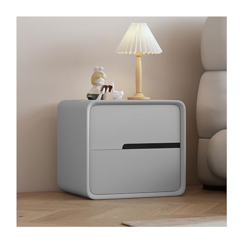 SLOKFV5 Bedside Table Moderner Nachttisch mit Mikrofaser-Lederummantelung, Holz-Nachttisch mit 2 Schubladen, minimalistischer Beistelltisch, cremefarbener Schlafzimmerschrank schmaler Nachtschrank von SLOKFV5