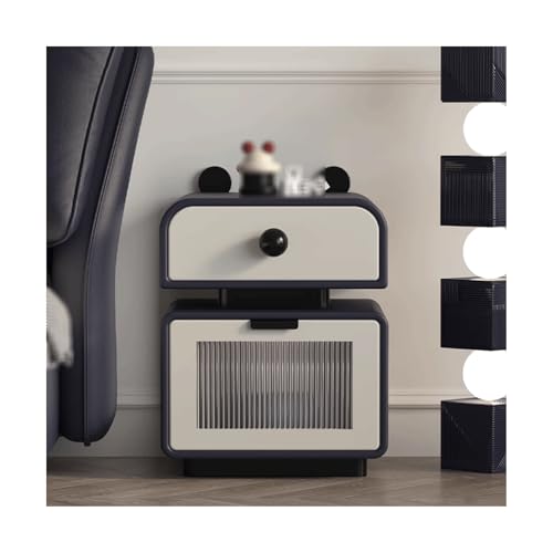 SLOKFV5 Bedside Table Nachttisch -Cartoon -Nachttisch im Creme -Stil mit 2 Schubladen süßer Nachtständer modern Nachtschrank von SLOKFV5