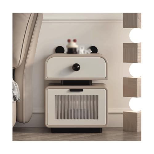 SLOKFV5 Bedside Table Nachttisch -Cartoon -Nachttisch im Creme -Stil mit 2 Schubladen süßer Nachtständer modern Nachtschrank von SLOKFV5