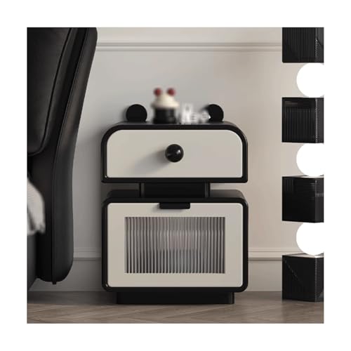 SLOKFV5 Bedside Table Nachttisch -Cartoon -Nachttisch im Creme -Stil mit 2 Schubladen süßer Nachtständer modern Nachtschrank von SLOKFV5