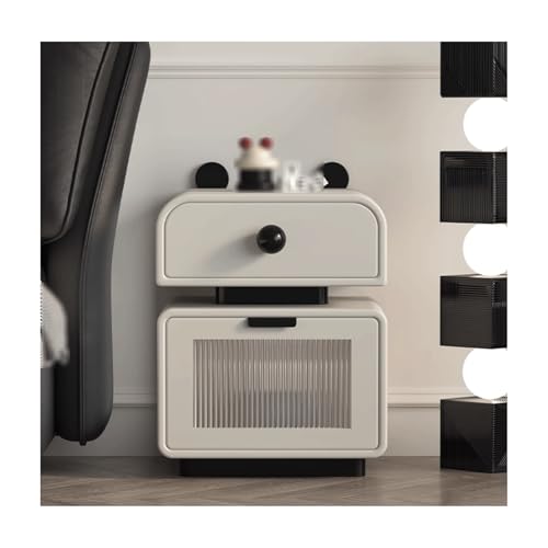 SLOKFV5 Bedside Table Nachttisch -Cartoon -Nachttisch im Creme -Stil mit 2 Schubladen süßer Nachtständer modern Nachtschrank von SLOKFV5
