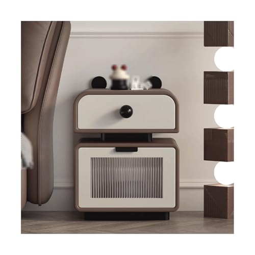 SLOKFV5 Bedside Table Nachttisch -Cartoon -Nachttisch im Creme -Stil mit 2 Schubladen süßer Nachtständer modern Nachtschrank von SLOKFV5