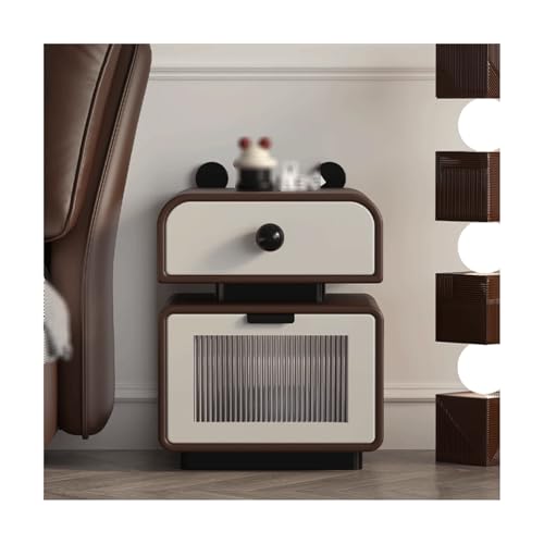SLOKFV5 Bedside Table Nachttisch -Cartoon -Nachttisch im Creme -Stil mit 2 Schubladen süßer Nachtständer modern Nachtschrank von SLOKFV5