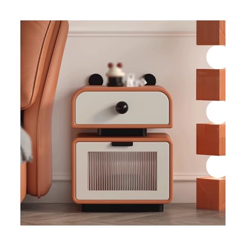SLOKFV5 Bedside Table Nachttisch -Cartoon -Nachttisch im Creme -Stil mit 2 Schubladen süßer Nachtständer modern Nachtschrank von SLOKFV5