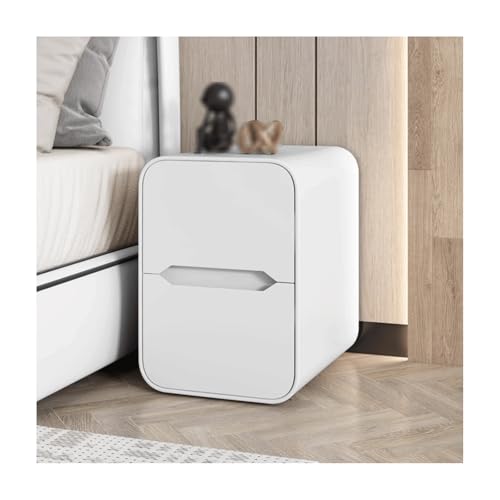 SLOKFV5 Bedside Table Schmaler Nachttisch mit 2 Schubladen massiv Holz Leder Nachttisch Moderne schlanke Nachtständer minimalistischer Nachttschrank für Wohnzimmer Schlafzimmer Nachtschrank von SLOKFV5
