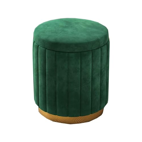 SLOKFV5 Fußhocker Moderner runder Ottoman-Fußhocker aus Samt mit Stauraum gepolsterter Frisiertischhocker luxuriöser Heimdekor-Schminkhocker Schlafzimmer gepolsterter Sitz Sofa von SLOKFV5