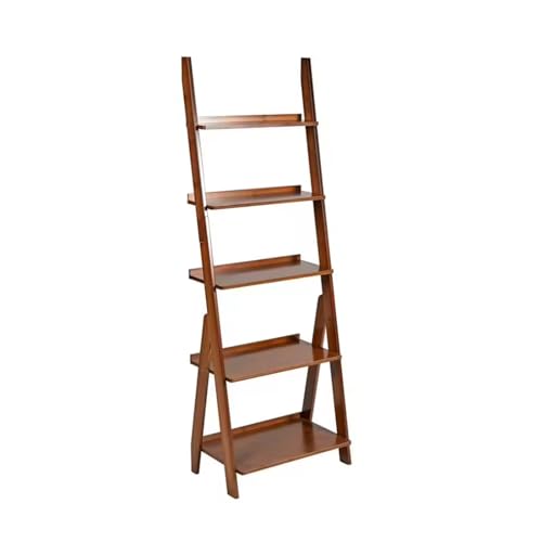 SLOKFV5 Regal 4/5-stufiges Bücherregal, Bambus-Leiterregal, Bücherregal, freistehendes Display, lehnende Lagerregale, Organizer, Mehrzweck-Lagerregal für das Heimbüro Standregal Bookshelf von SLOKFV5