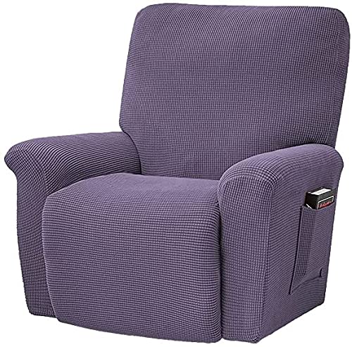 SLOOG Recliner Slipcover Sofa Abdeckung 4 Separate Stücke / 1 Set Spandex Jacquard Stoff Möbel Protector Couch Couch mit elastischem Boden für Wohnzimmer,Lila von SLOOG