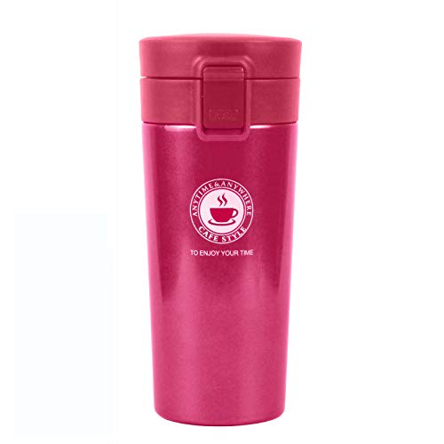 Becher Thermobecher Kaffee Reisebecher Trinkbecher to Go Coffee Thermo Kaffeebecher Mit Deckel Travel Mug Auto Auslaufsicher Isolierter Isolierbecher Caffee Autobecher Bpa Frei 0.38L (Rose rot) von SLOSH