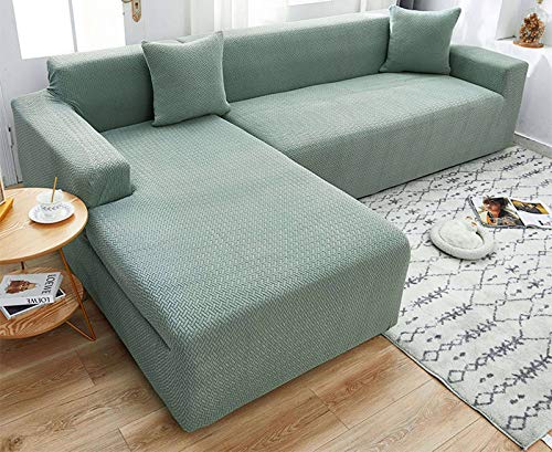 SLOUD Sofa-Schonbezug in L-Form, 2-teilige Sofabezüge, L-förmige Sofabezüge Stretch-Sofabezug mit 2-teiligen Kissenbezügen-B-L-förmig 2+3 sitzer von SLOUD