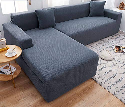 SLOUD Sofa-Schonbezug in L-Form, 2-teilige Sofabezüge, L-förmige Sofabezüge Stretch-Sofabezug mit 2-teiligen Kissenbezügen-F-L-förmig 2+3 sitzer von SLOUD