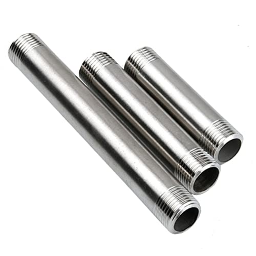 1 Stück 1/8" 1/4" 3/8" 1/2" 3/4" 1" Außengewinderohr 200 mm lang, Edelstahl-Metallrohr-Anschlussadapter/1/2(1/8") von SLSKO