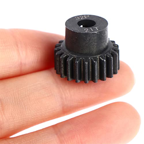 Metallritzel, Übertragungswinkel 32P 0,8 Modul 13-21 Zähne Zahnrad 5 mm Innenloch Schwarzer Stahl Metallritzel Motorzahnrad for 1/10 Modellauto Motorzahnrad Antriebswelle (Farbe: 21 Zähne)(14 teeth) von SLSKO