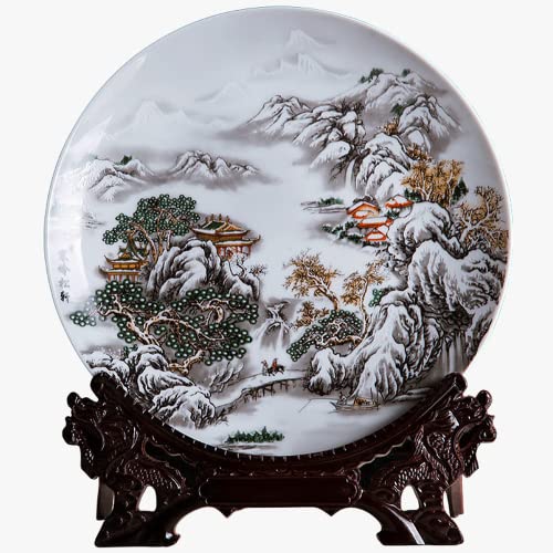 SLSKO 10,2 Zoll Jingdezhen Keramik Landschaft Malerei Dekorative Hängende Platte Dekoration von SLSKO
