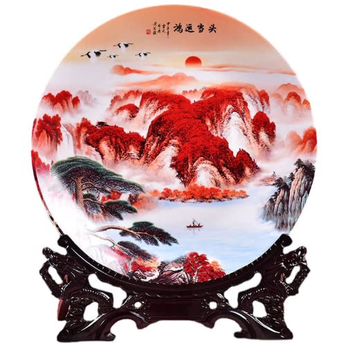 SLSKO 26cm Jingdezhen Chinesische Wohnaccessoires Veranda Dekor Keramik Platte Dekorationen von SLSKO