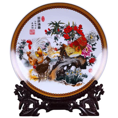 SLSKO 26cm Jingdezhen Keramik Porzellan Hahn Neujahr Keramik Hängeplatte Dekoration SLSKO 26cm Jingdezhen Keramik Porzellan Hahn Neujahr Keramik Hängeplatte Dekoration von SLSKO