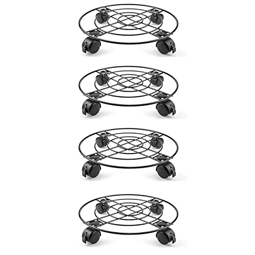 SLSKO Blumentopfräder, Blumentopf-Transportwagen mit runden Rädern, 2er-Set, Gartenplatte, Metallständer, 4er-Pack(4pack) von SLSKO