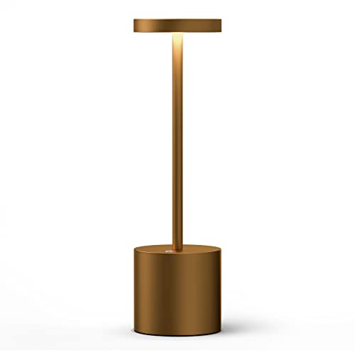 SLSMD Tischlampe Kabellos,Metall Aluminium Dimmbar LED Akku Tischleuchte,Tragbar USB Aufladbar Nachttischlampe, Geeignet für Indoor Outdoor Esszimmer Bar Terrasse (Titan) von SLSMD